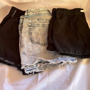Stylish Black and Denim Shorts Trio